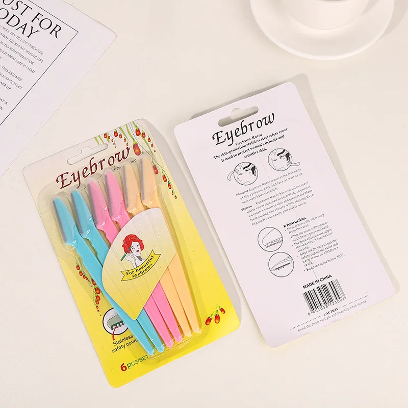 6pcs OEM Cheap Eyebrow Razor Women Makeup Tools Eyebrow Razor Trimmer Stainless Steel Blade Eyebrow Trimmer Set