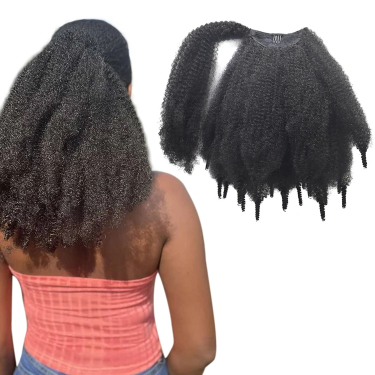 Novelties Synthetic Puff Hair Extensions Wrap Around Spring Twist Crochet Marley Braid Afro Style Kinky Straight Afro Ponytails