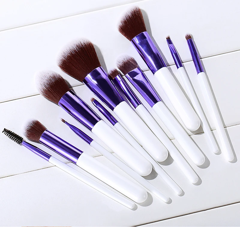 11pcs cruelty free private label professional makeup brushes set with silver zipper bag for daily makeup beauty tool HXT-013