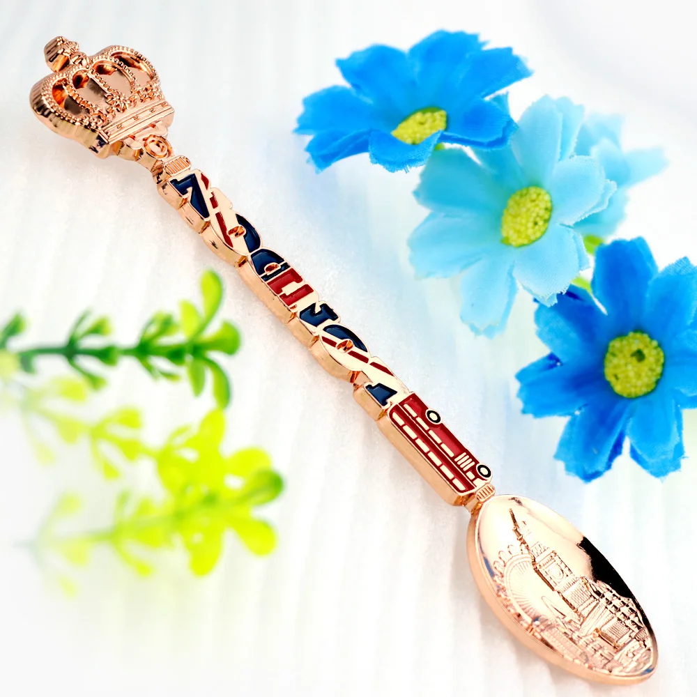 New Products Three Color Choice Zinc Alloy Metal Long Handle Souvenir Spoon