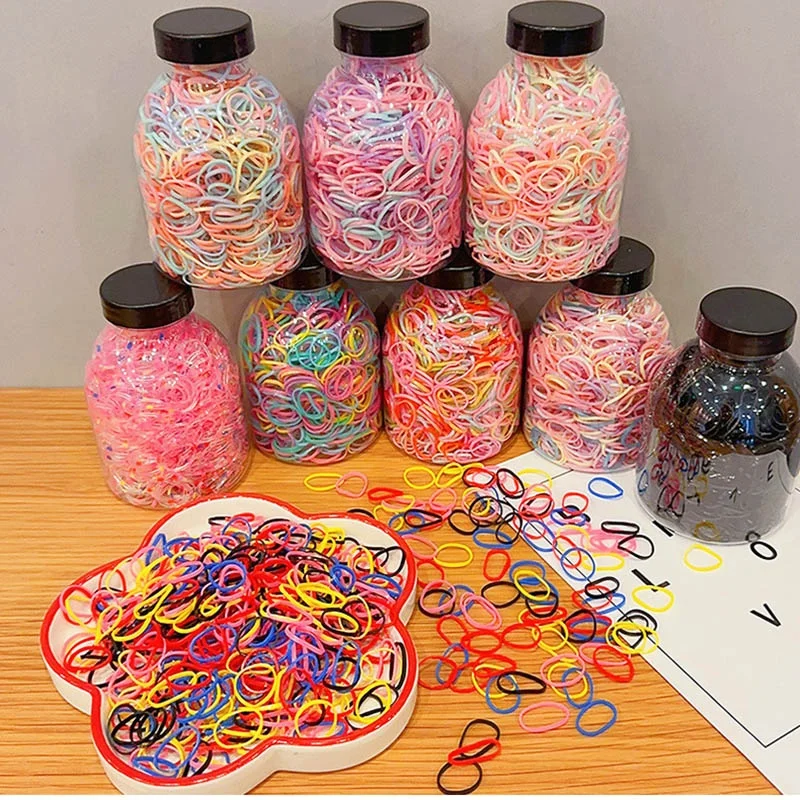 Hot Sale Candy Color Little Rubber Bands for Kids Elastic Band Plastic Hairband Girl