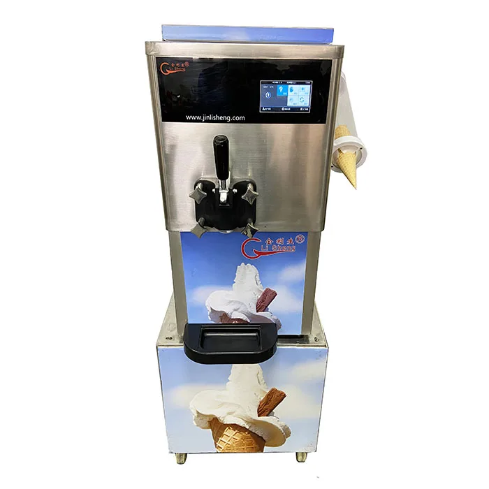 JinLiSheng Commercial Soft Serve Ice Cream Machine Piston Pump Feed Maquina Para Helados Single Flavor Soft Ice Cream Machine