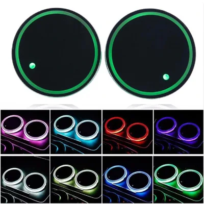 Car LED car logo cup light stand USB charging waterproof mat