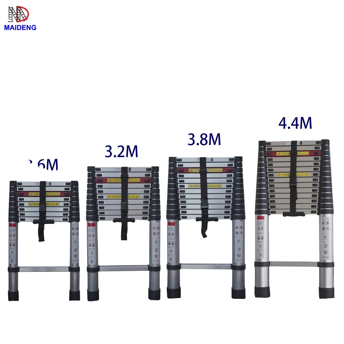 3.8m aluminium telescopic ladder with finger protection EN131 approved