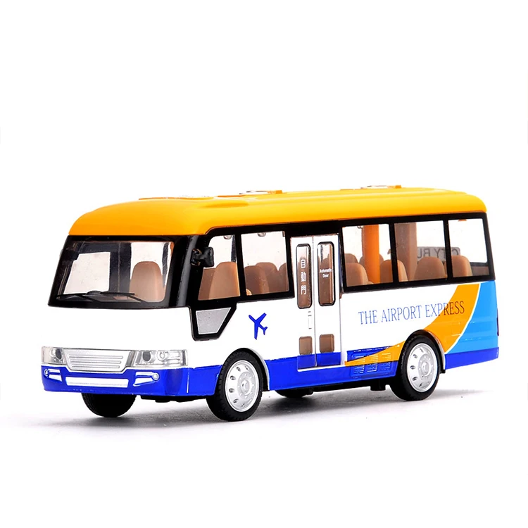 MSZ 1/32 Bus Diecast Pull Back Compare-Car-Models Sound and Light Music Car Model for Kids