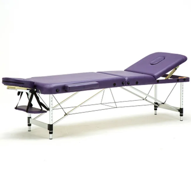 Hot sale portable low height 3 section aluminium beauty massage spa table bed