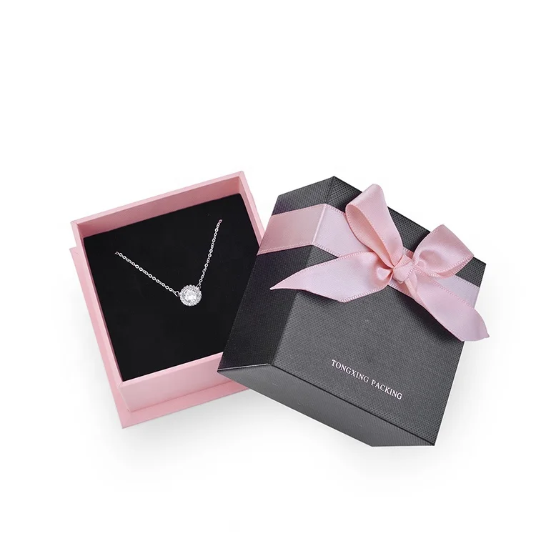 
2020 Wholesale Kraft Black Pink Paper Jewelry Sweet Gift Boxes with Ribbon 