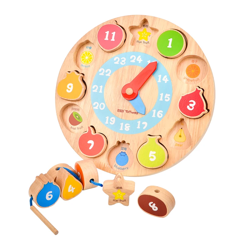 Factory Direct China Toy Wooden Clock Clock Wooden Puzzle Toys Toys Montessori Natural Wood