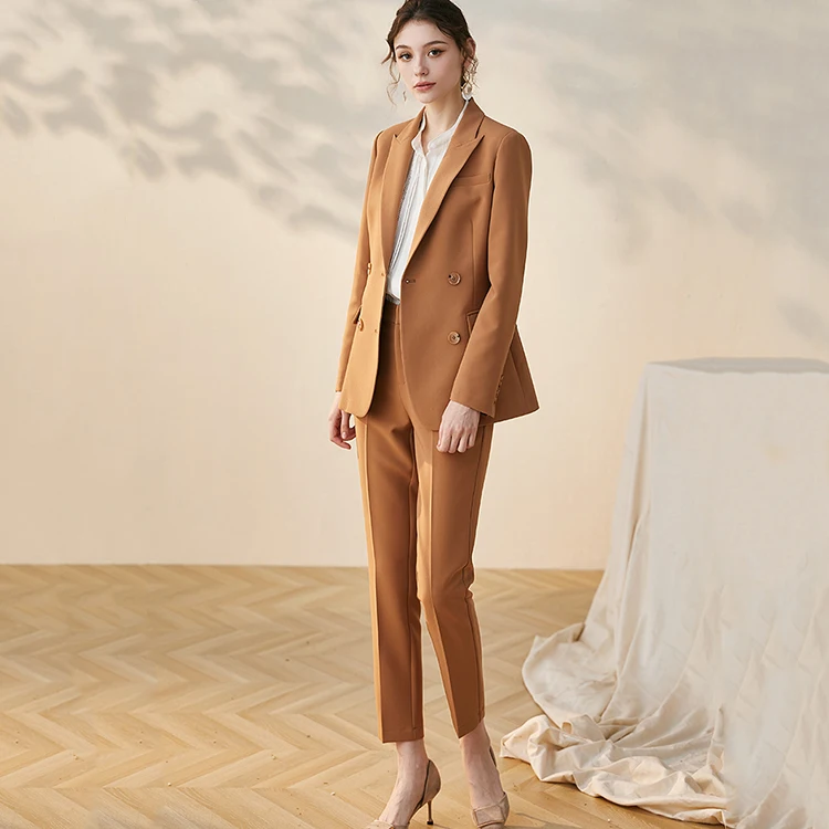 
Casual Female Tuxedo Blazer Commuting Jacket Straight Trousers OL Lady Office Wear For Women Two Piece Pants Custom Suits 