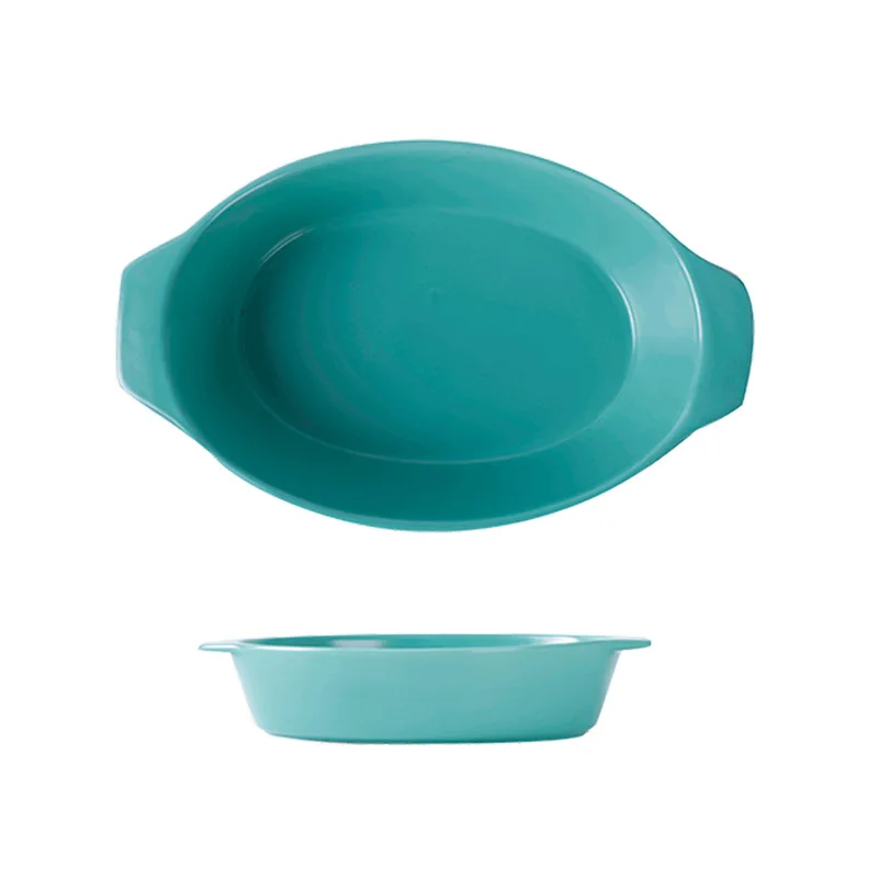 
Nordic ins glazed ceramic household paella baking tray fruit salad tray serving plate web celebrity steamed fish plate 