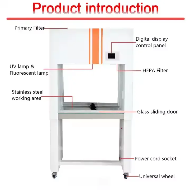 Laboratory digital display stainless steel air supply purification desktop vertical horizontal laminar flow cabinet work bench