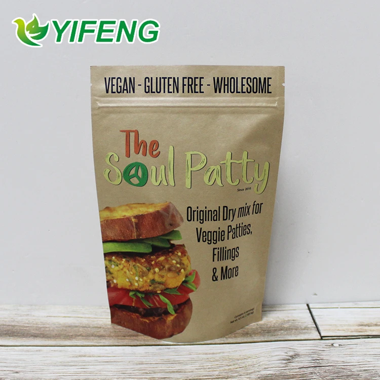 80 Gram Kraft Paper Backpack Made Of With Ziplock Big Dried Fruit Eco-friendly Food Packaging Zippered Bag