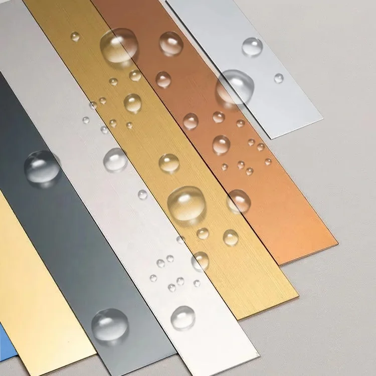 Custom Self Adhesive Brushed Stainless Steel Decorative Strips for Wood Wall Furniture Accessories Gold Edge Mirror