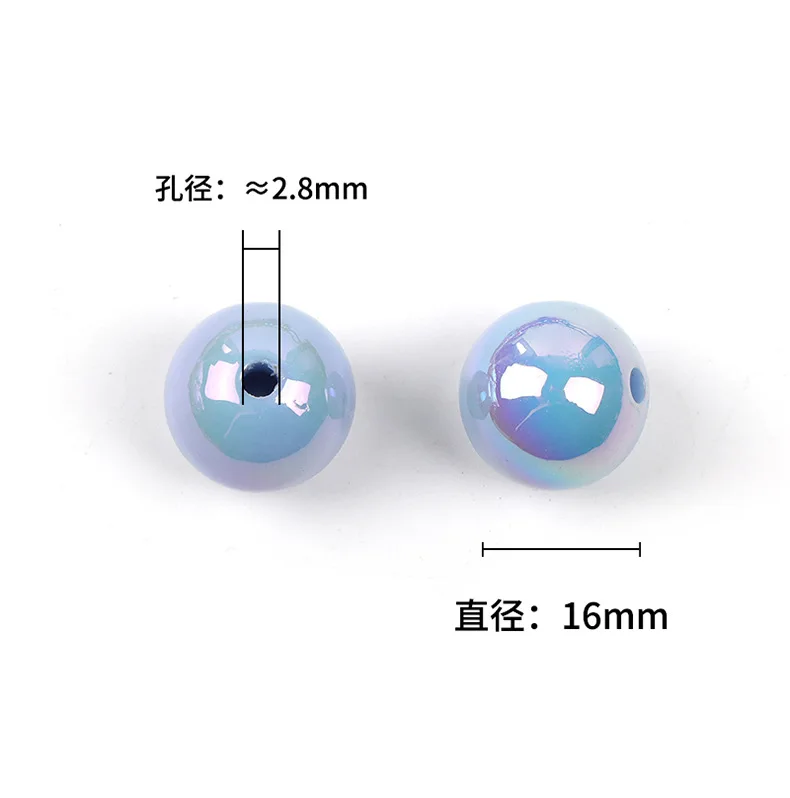 SOJI Wholesale HOT Shiny 16MM Round UV Plated Bubblegum Beads Candy Color Gumball Beads DIY Bracelet Necklace For Pen Making