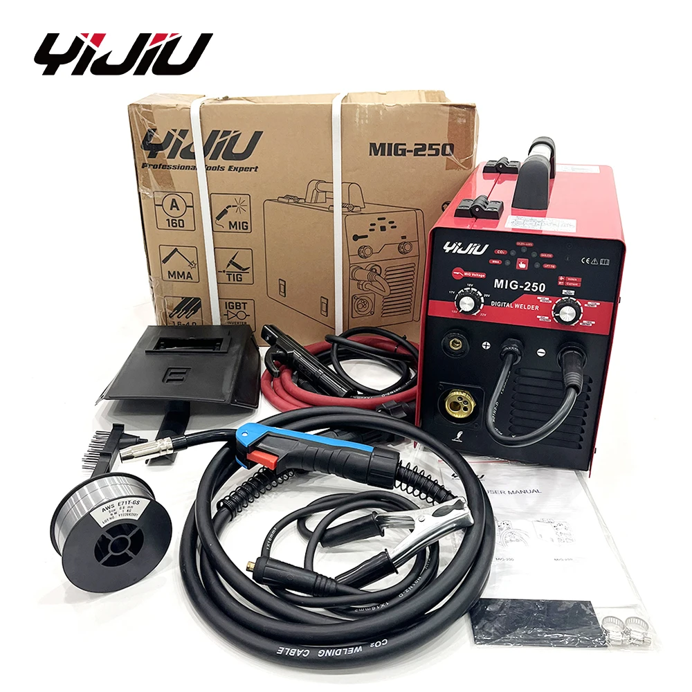 YIJIU MIG-250 IGBT DC инвертор сварочный аппарат Новый 250A 5/15 MIG/MMA Многофункциональный 220V провод двигатель PCB сердечник