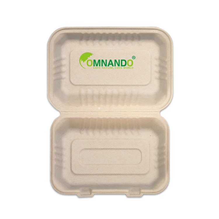 Fast food packaging clamshell box disposable tableware sugarcane