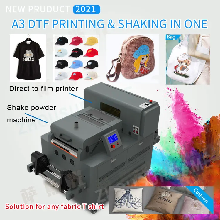 Factory New A3 30cm PET Film DTF Printer  XP600 with Powder Shaking Dyer Machine All in One