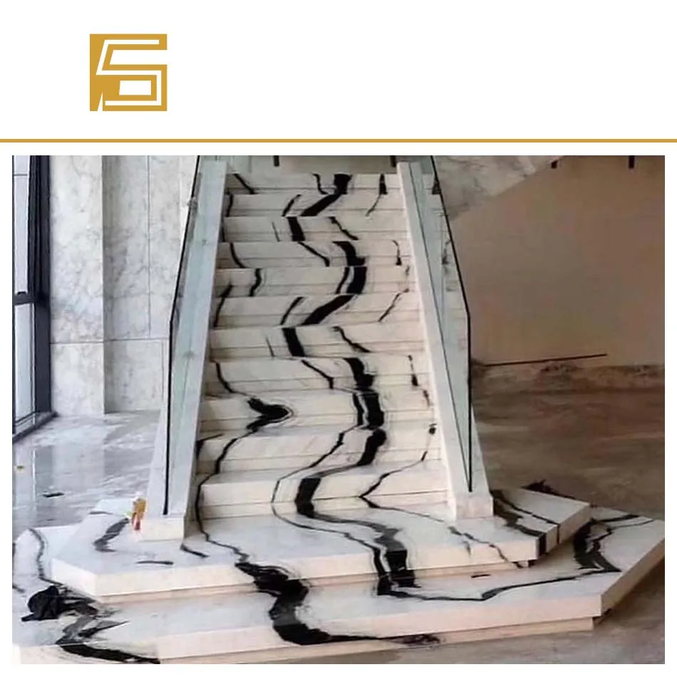 Panda White Marble Stair White Marble Bookmatch Slab Wall  Shower Flooring