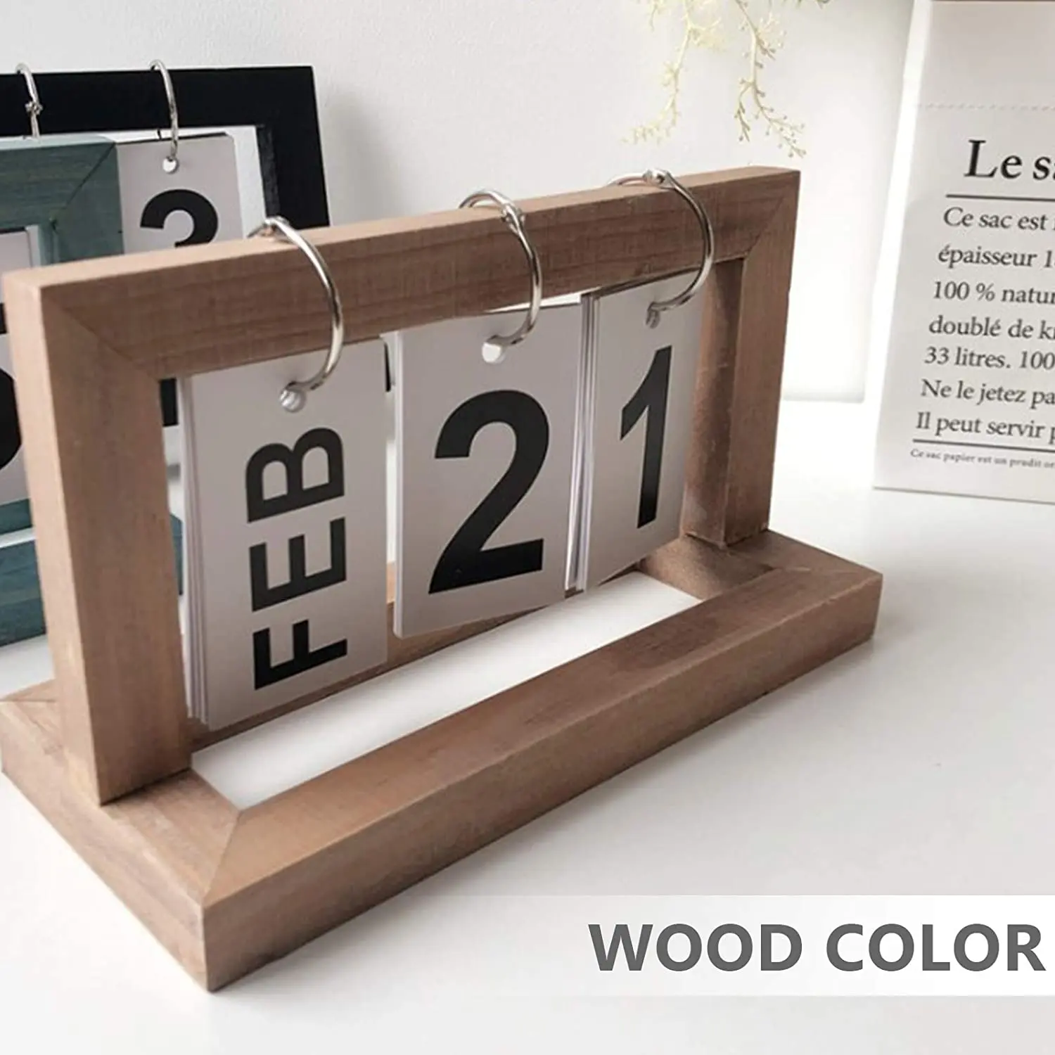 Wooden Manual Flip Desk Calendar Reusable Vintage Desk Calendar Block Calendar