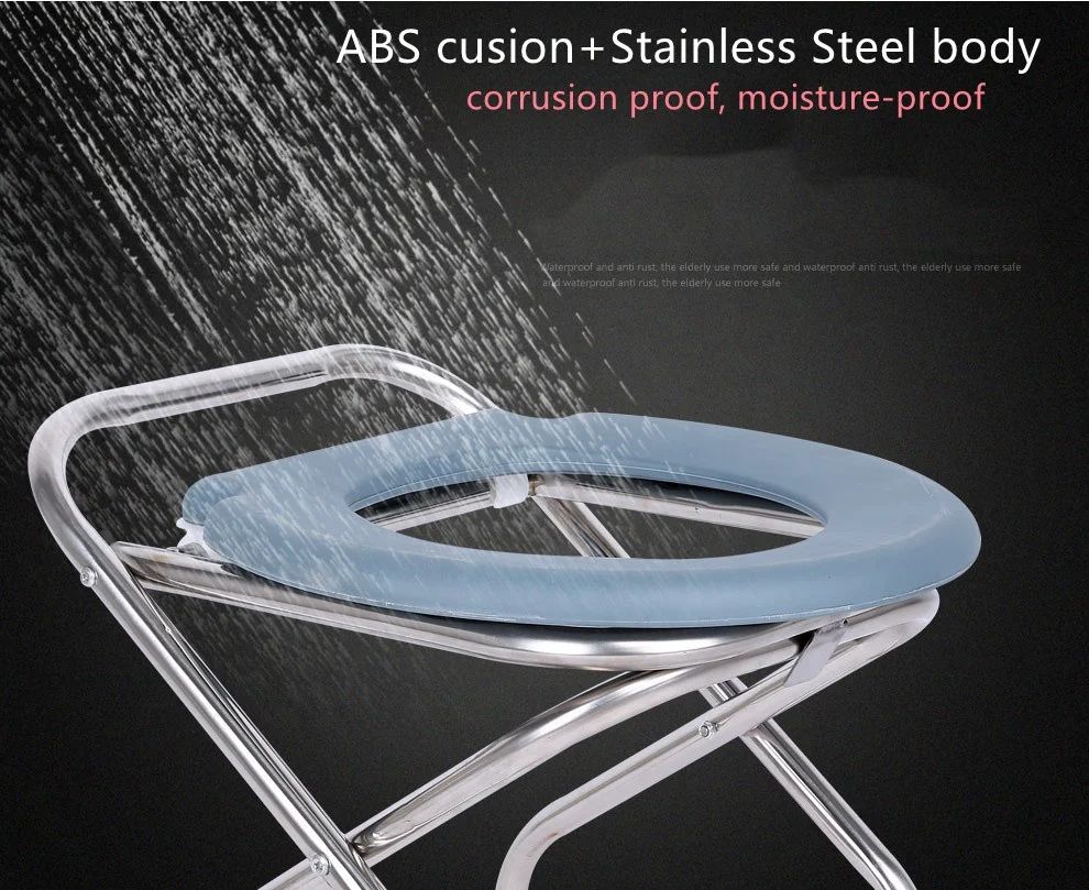 Portable Stainless Steel Outdoor Folding Chair Seat Commode Toilet