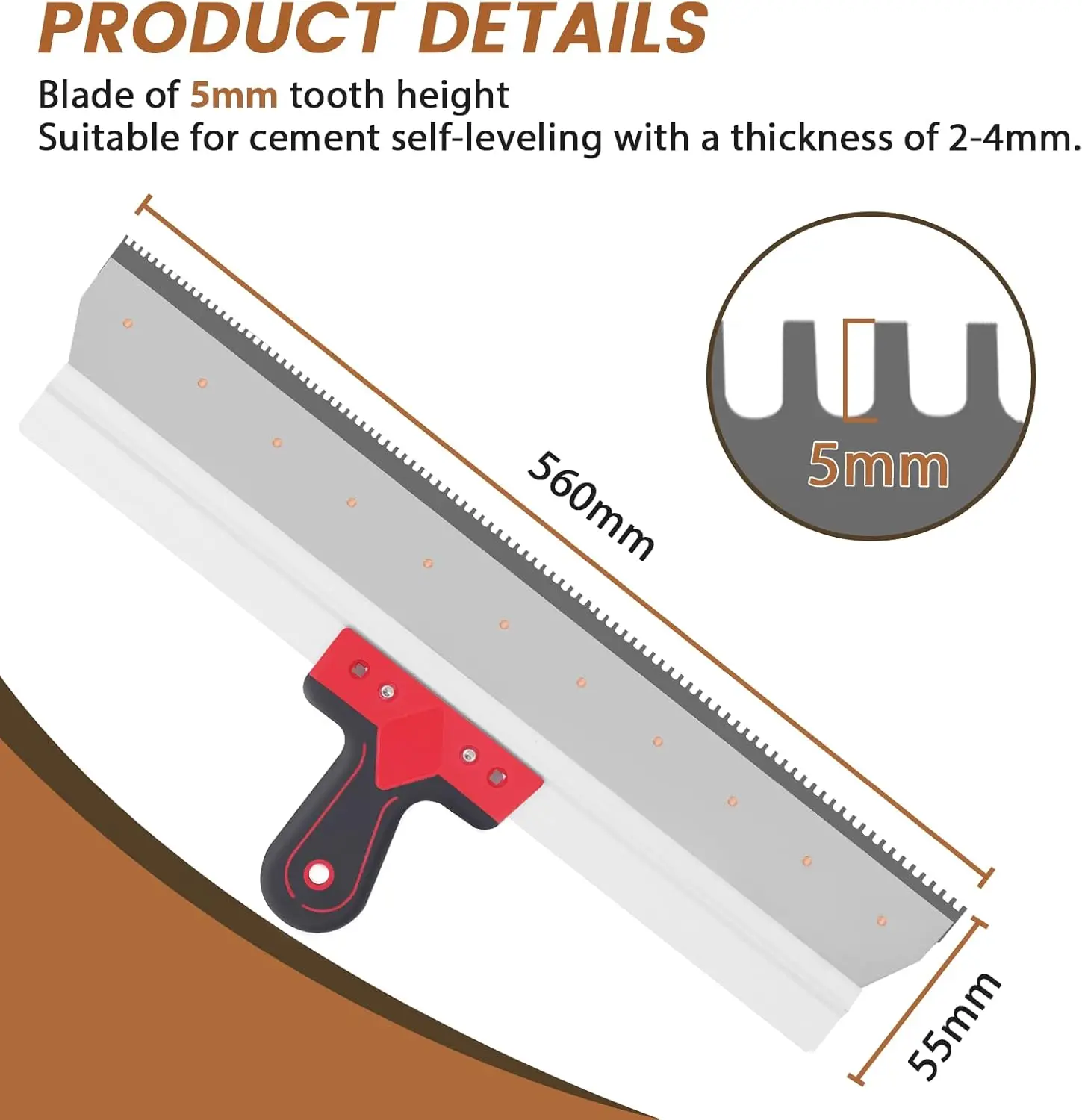 Master Notched Squeegee Self-leveling Epoxy Floor Squeegee Drywall Smoother Straight With Angled Handle  Floor Levling Tools