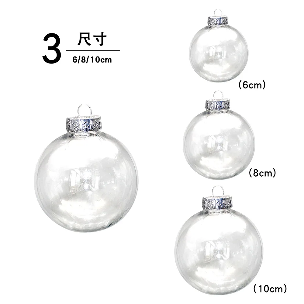 Wholesale Christmas Ball ornaments Dia 6cm-10cm fillable Christmas baubles clear plastic matte