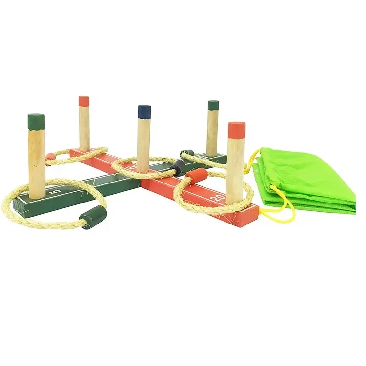 Educational Training Outdoor Garden Ring Toss Toys Wooden Ring Ring Game For Kids