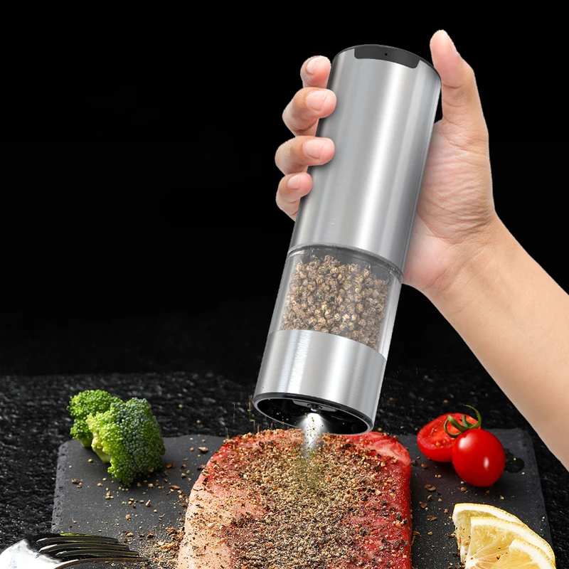 Good Quality Stainless Steel Silver Color Pepper Mill Electric Salt Spices Grinder For Wholesale