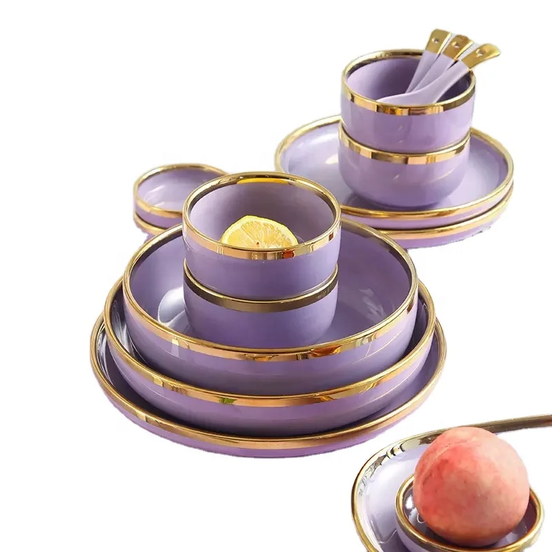 Wholesale Purple Plate Set Dinnerware Set Plates Sets Dinnerware Ceramic