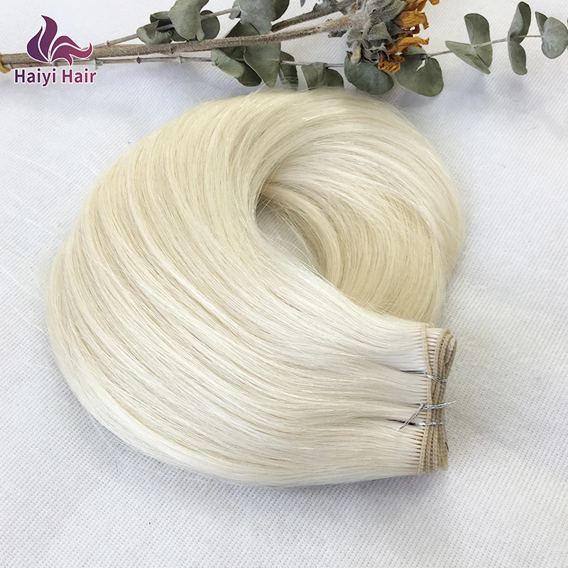 2022 New Product Luxury Genius Weft Cuticle Virgin Hair Russian Double Drawn Hand tied Hair Weft