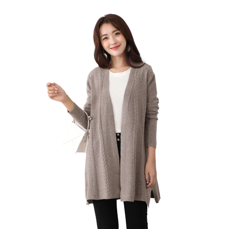 
 Женский Длинный зимний и осенний кардиган с логотипом на заказ, Вязаный Свитер оверсайз, Женская куртка, свитер большого размера  
