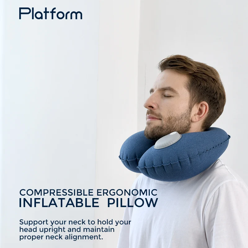 
Printed U shape inflatable neck pillow Foldable Inflating Light Weight Inflatable Pillow 