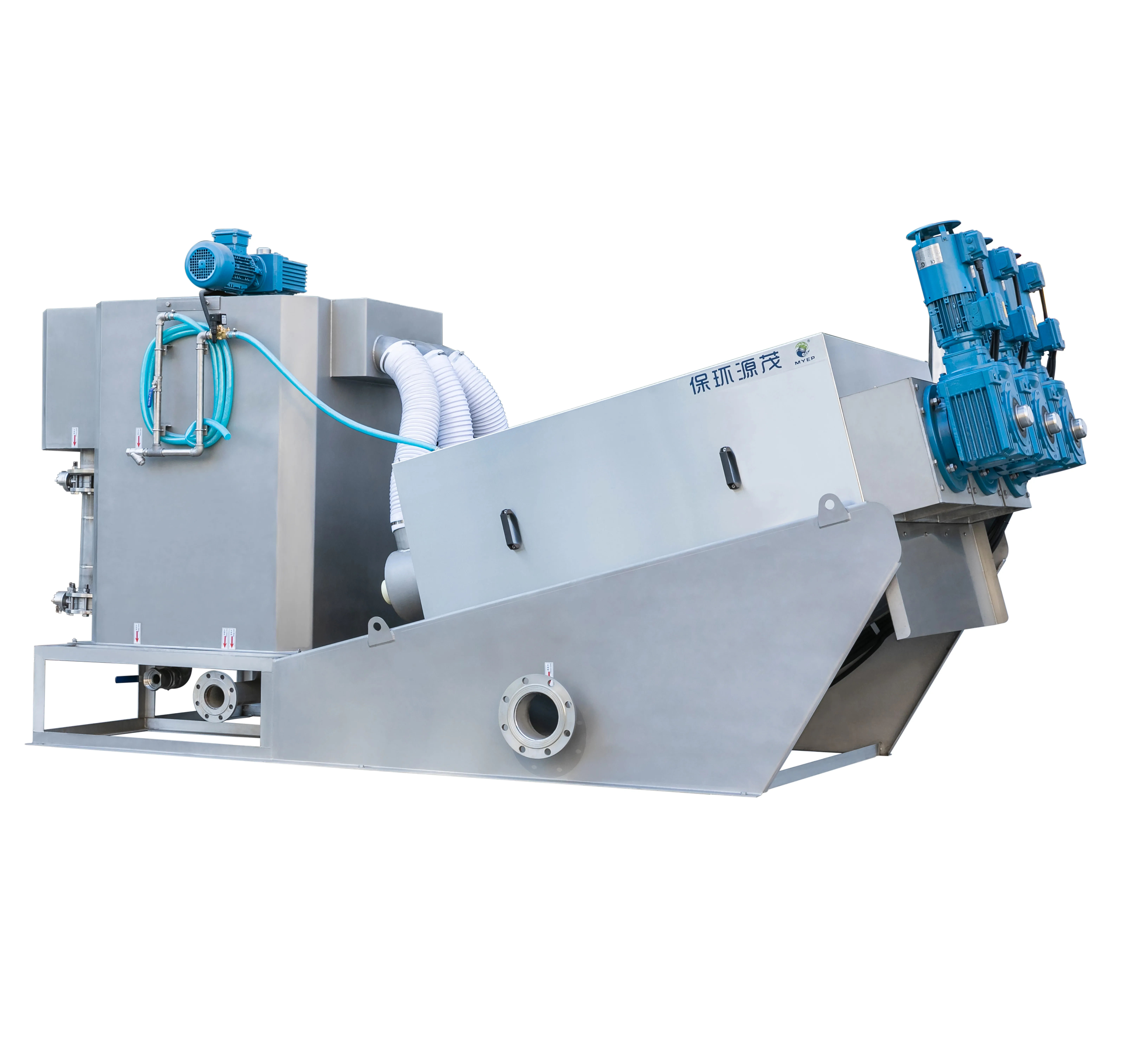 no clogging mobile sludge dewatering machine dewatering screw press for sewage water treatment