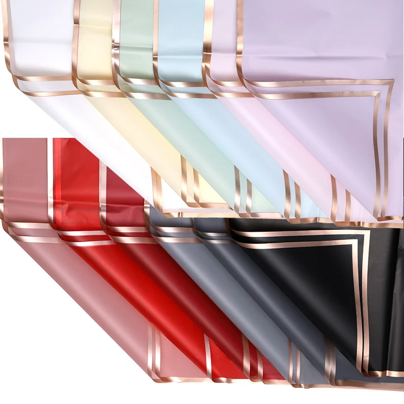 Shinewrap Factory Wholesale Pure Color Golden Edge Flower Wrapping Paper Luxury DIY Crafts Gift Packaging Flower Wrapping Paper