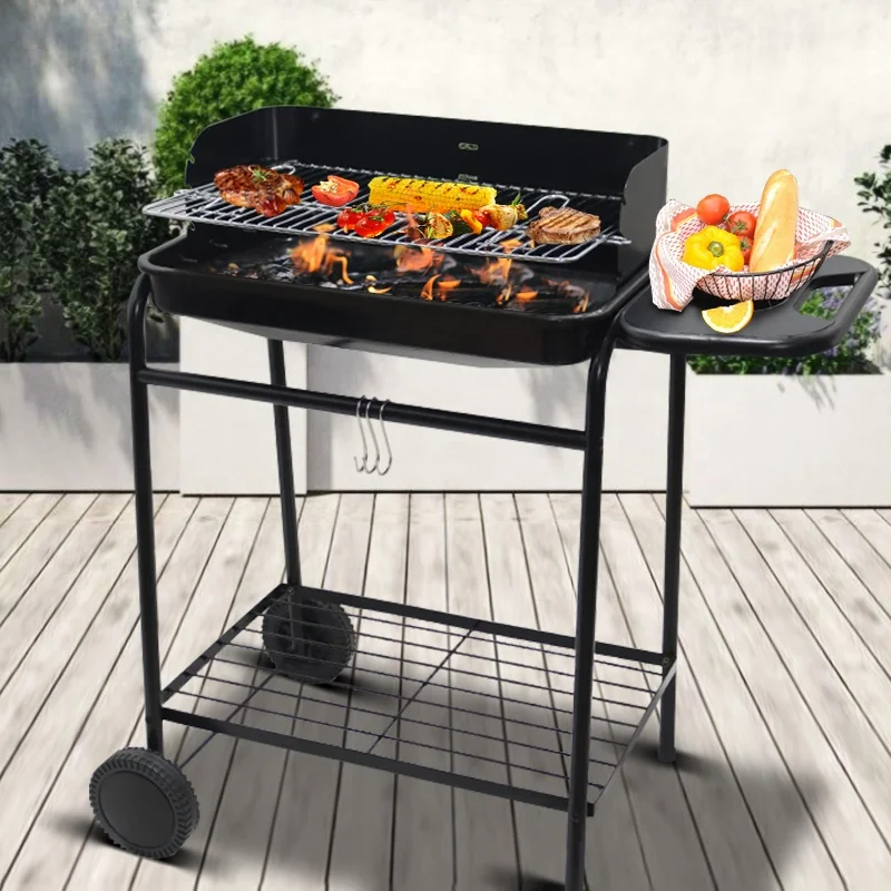 F20 Wholesales Rectangular simple barbecue bbq charcoal grills with wheels