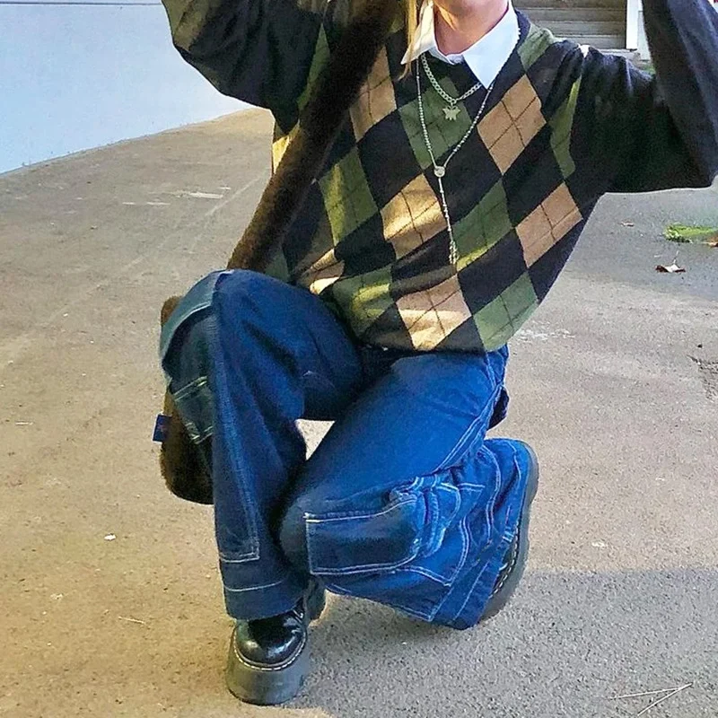 Новинка 2021, модные винтажные джинсы с высокой талией, лоскутные пикантные повседневные джинсы с карманами, брюки из денима