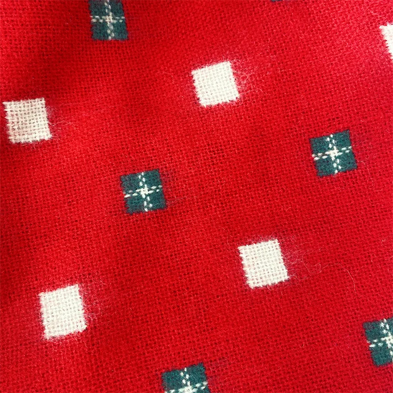 Fashion Print Double-sided Tassel Shawl Scarf Christmas Women Winter Warm Gifts Long Plaid Neck Scarf