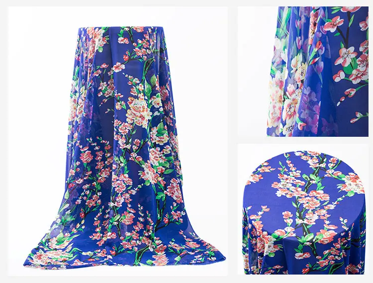 
High Quality Breathable Floral Digital Prints Soft Chiffon Georgette Fabric For Woman Dress 