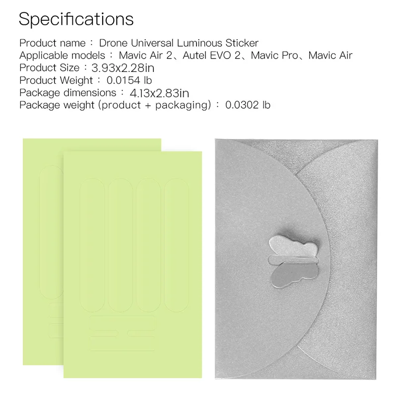 1set Drone Luminous Stickers Light weigh Fluorescent Skin Sticker Drone Accessories For DJI Mavic Air 2/Mavic Pro/Autel EVO 2