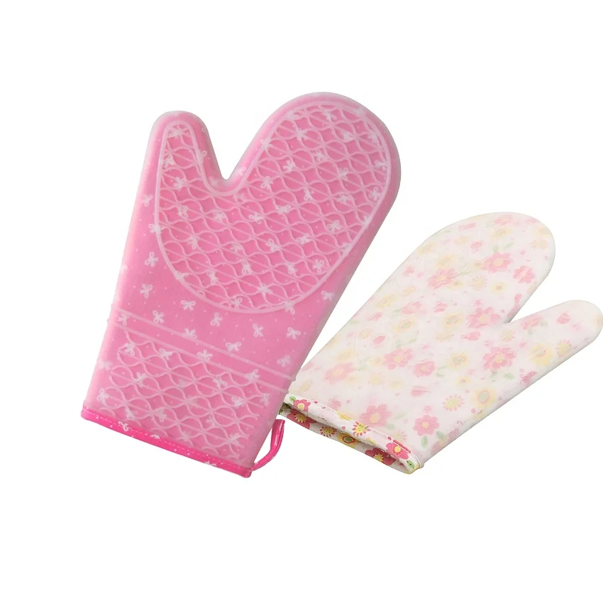 Heat Resistant Fancy Microwave Mitt Silicone and Cotton Glove