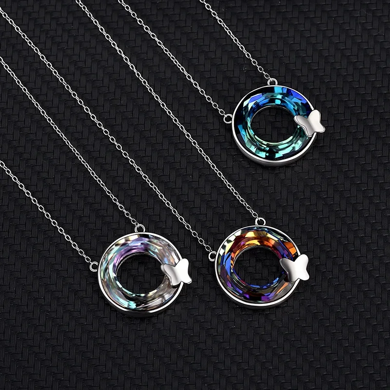 Charm Luxury Jewelry New Classic Elegant Magic Pendant Dainty Butterfly Crystal Silver Necklace Fine Jewelry