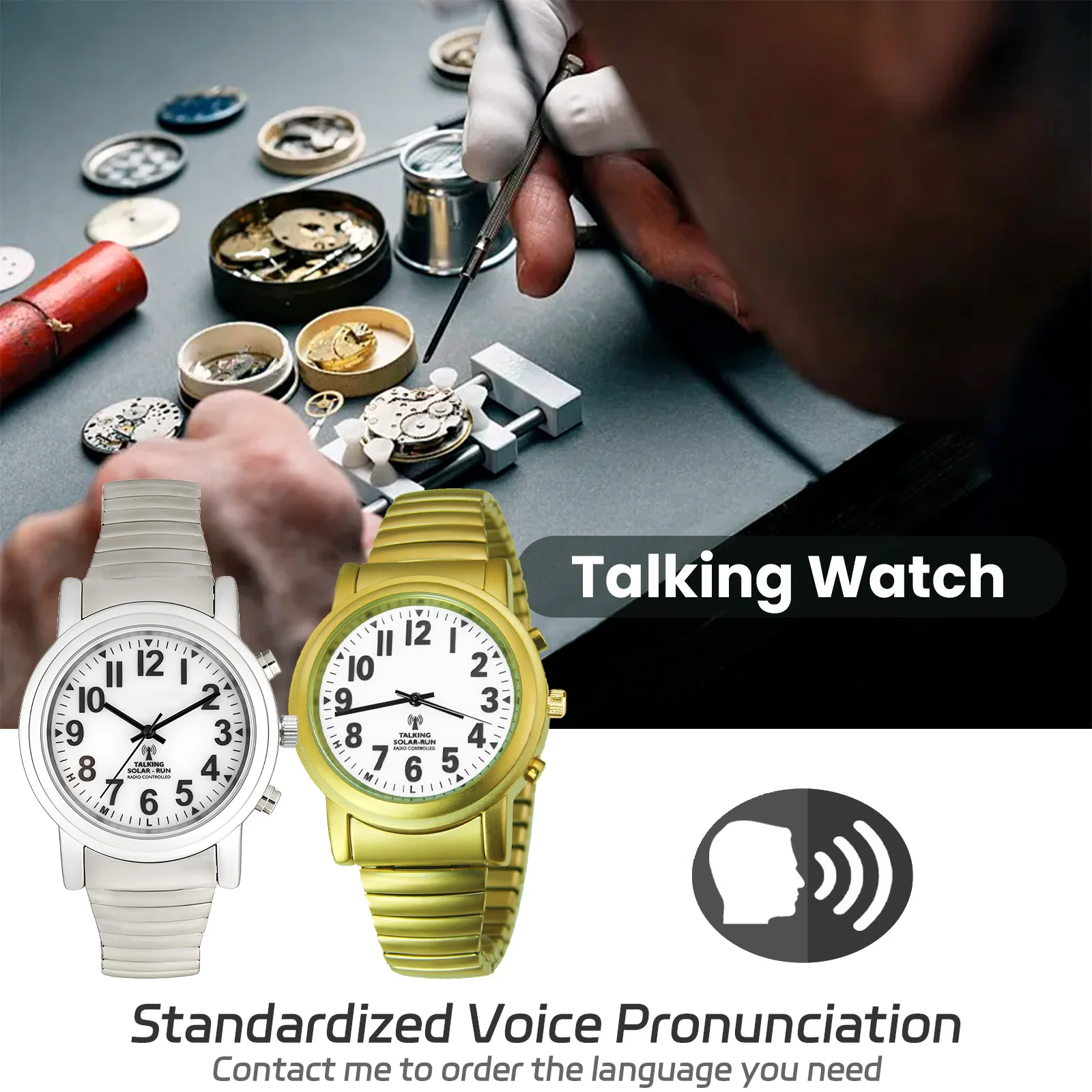 Radio controlled Talking Watch with 1 button for Visually impaired, Elderly or Blind Atomic Talking Watch Multi Band