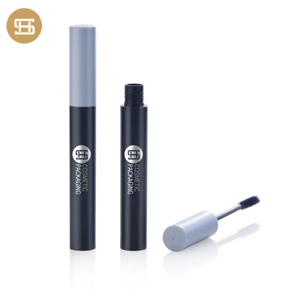 cosmetic packaging container 8ml matte black empty black lid plastic mascara tube with brush applicator