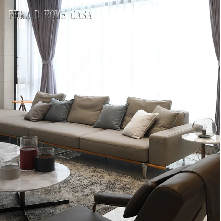 Saudi Arabia villa furniture modern sofa corner luxury italian leather L shape sofa set