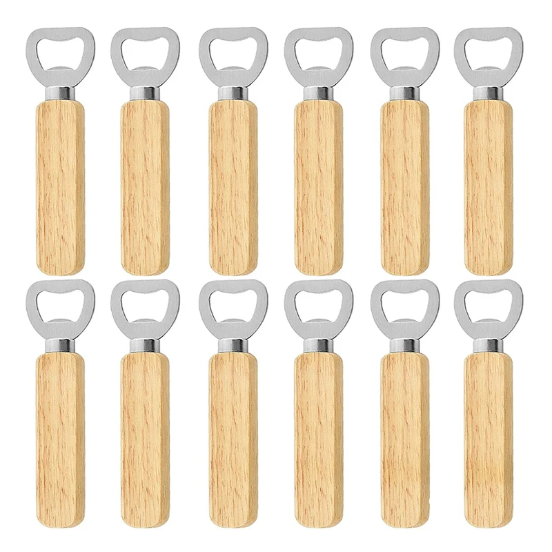 Wood Handheld Heavy Duty Stainless Steel Bartender Bottle Opener Wood Handle Bottle Opener for Home Kitchen Bar or Restaurant