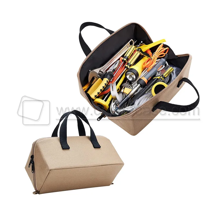 OEM Portable Multi Open Mouth Canvas Tool Zipper Bag for Pliers Wrench Screwdriver