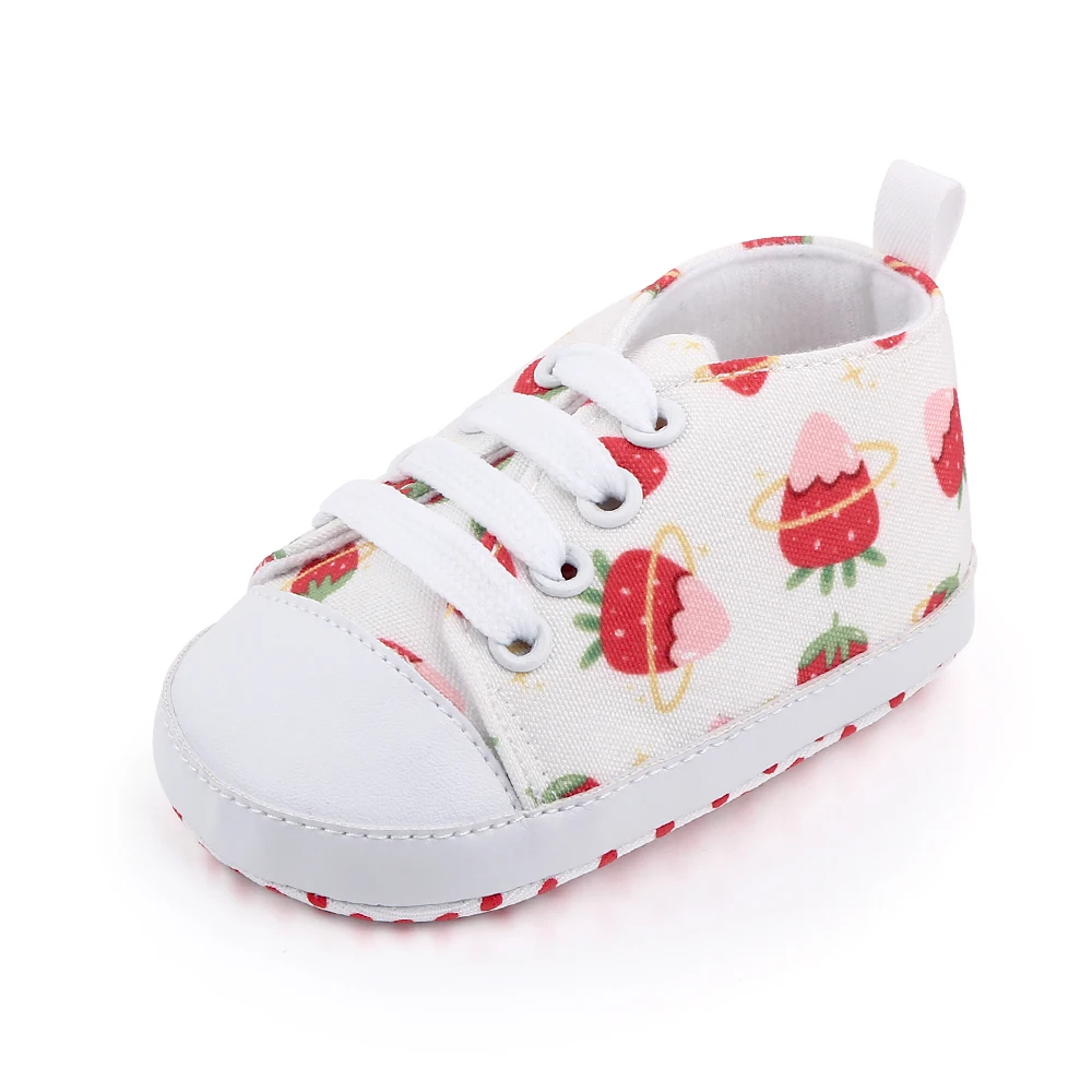 Spring and autumn baby solid color cartoon decorative infants high top walking shoes