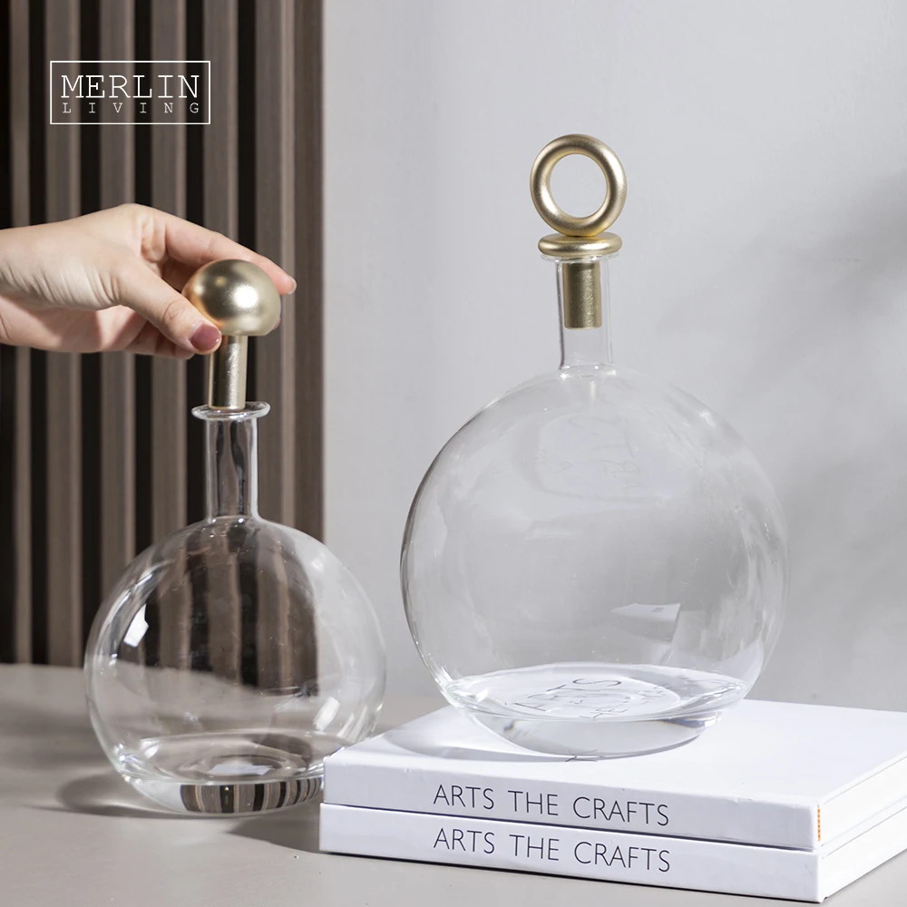 Современная стеклянная ваза Merlin, креативная железная Стопорная бутылка, декоративная настольная ваза для скандинавской вазы