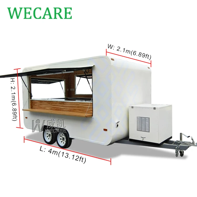 Wecare BBQ Concession Trailer Fully Equipped Mobile Coffee Bar Shop Fast Food Trailer Food Truck Manufacturer with Full Kitchen