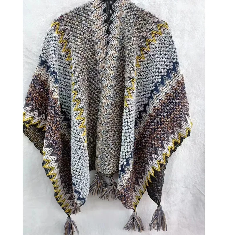 Women Traditional Retro Winter Vintage Poncho Capes Blanket Cardigan Coat Scarf Wrap Tassel Warm Shawl